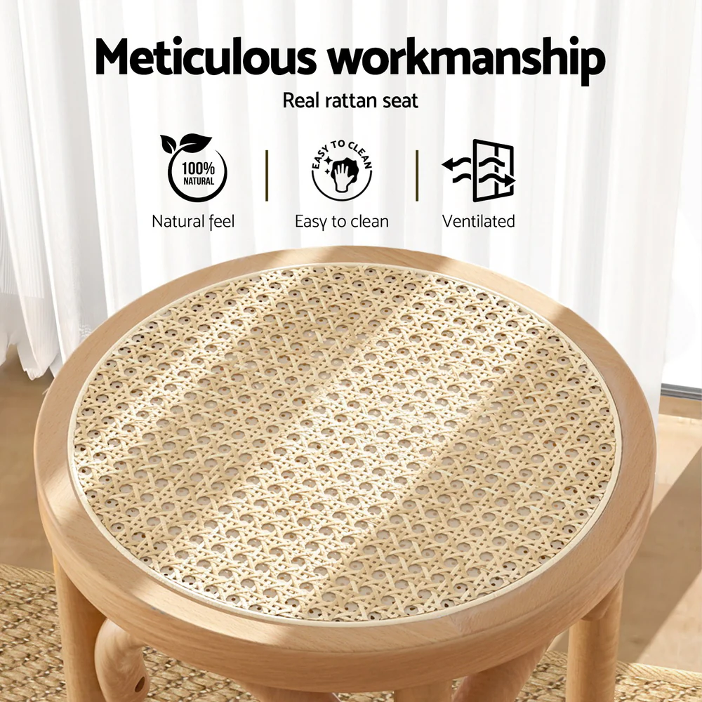Set of 4 Apri Rattan Seat Bar Stools - Image 4