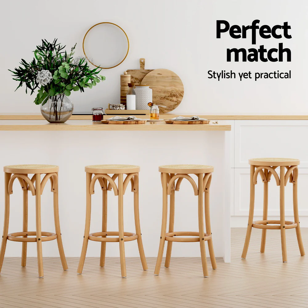 Set of 4 Apri Rattan Seat Bar Stools - Image 6