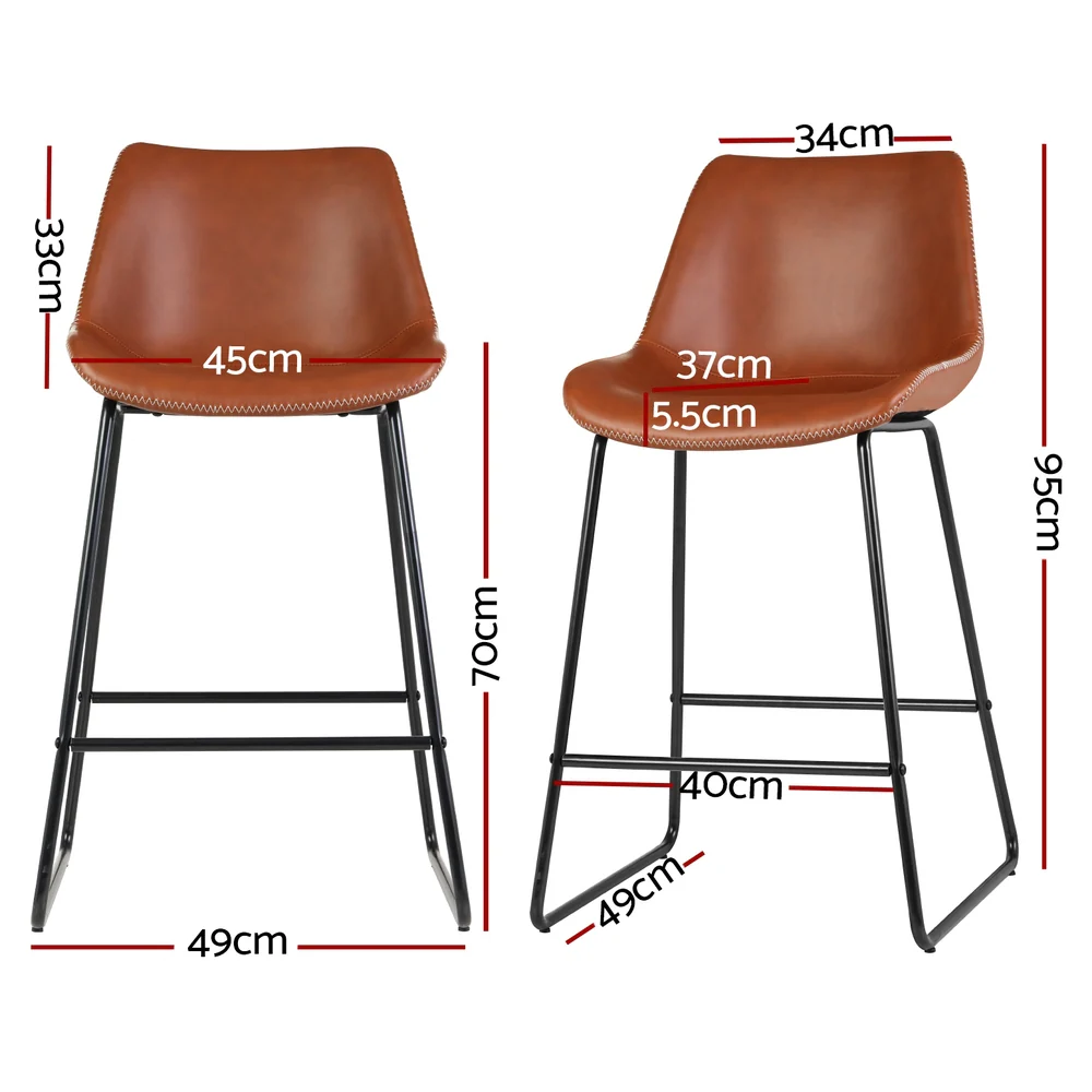 Set of 4 Archer Bar Stools - Brown - Image 2