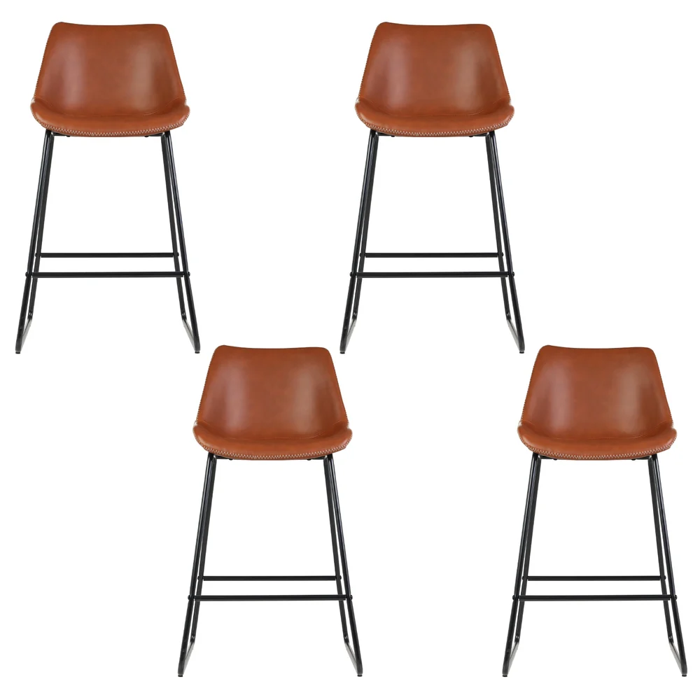 Set of 4 Archer Bar Stools - Brown - Image 3