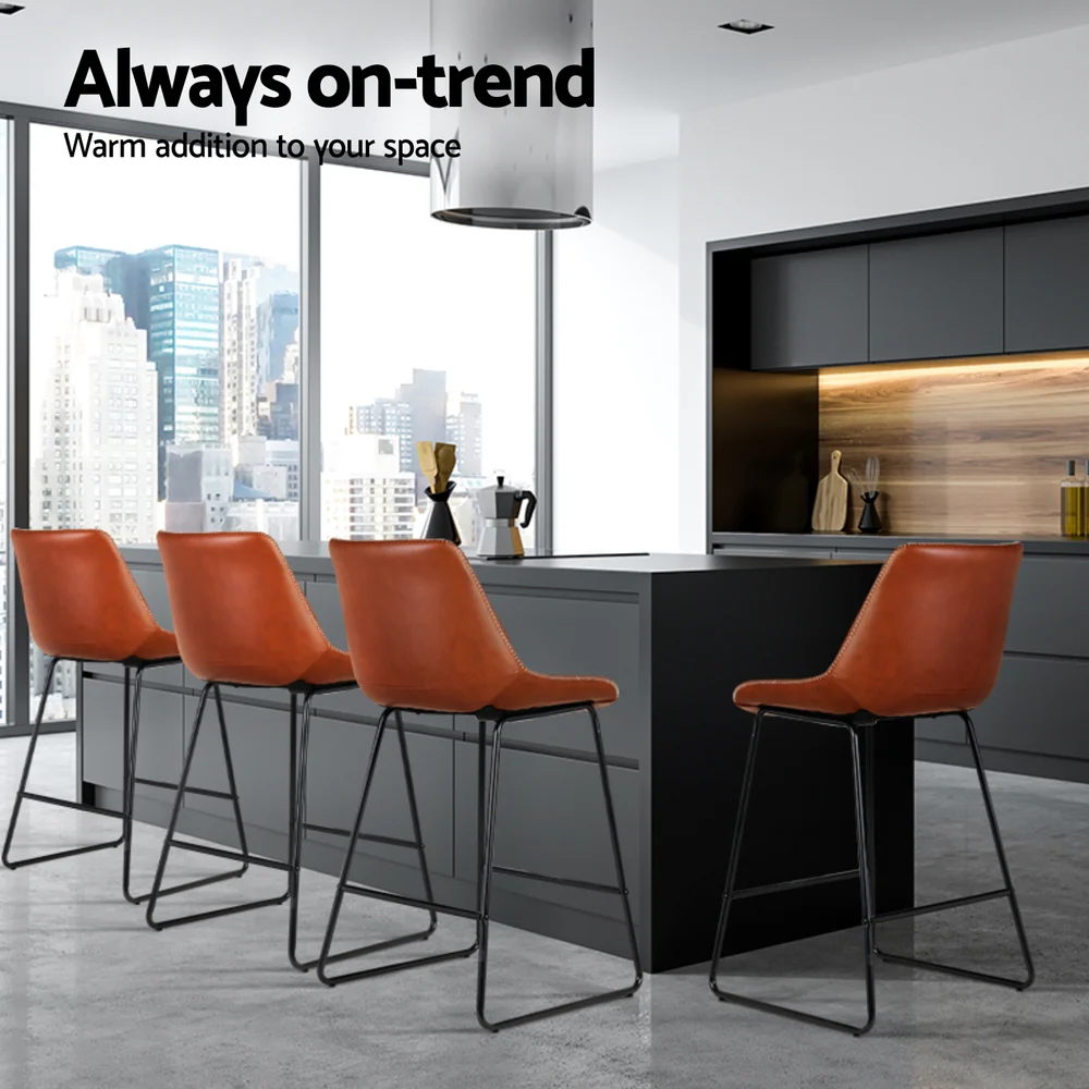Set of 4 Archer Bar Stools - Brown - Image 4
