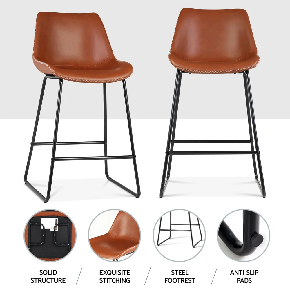 Set of 4 Archer Bar Stools - Brown - Image 5
