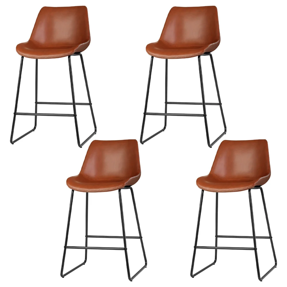 Set of 4 Archer Bar Stools - Brown - Image 7