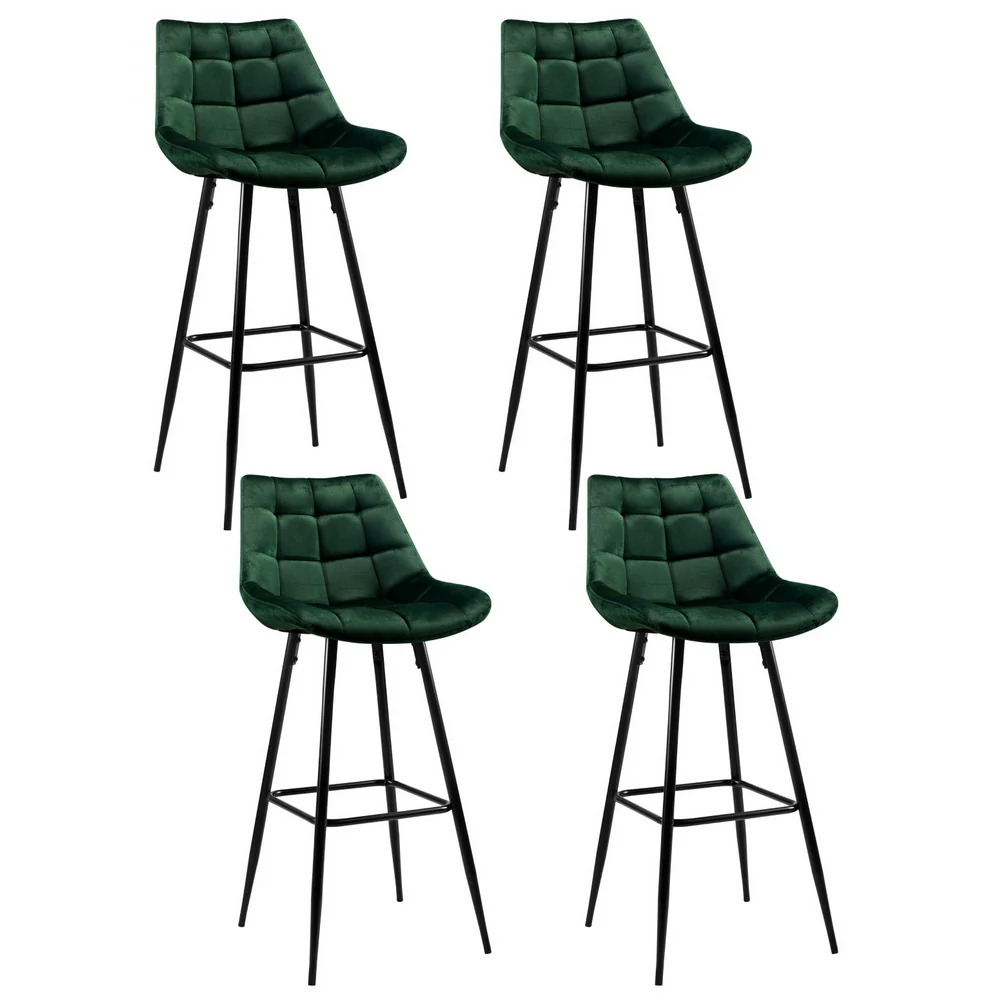 Set of 4 Audrey Velvet Bar Stools – Green - Image 7