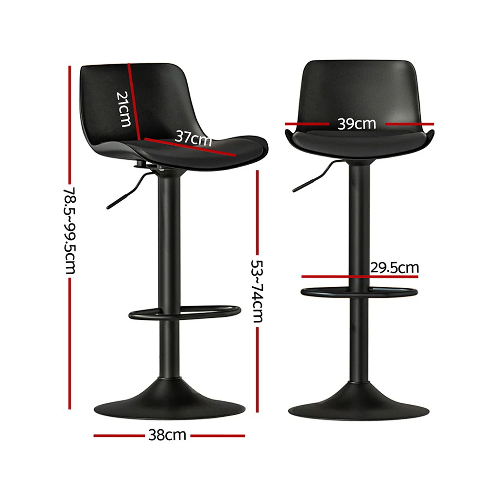 Set of 4 Aurora Gas Lift Bar Stools - Black - Image 2