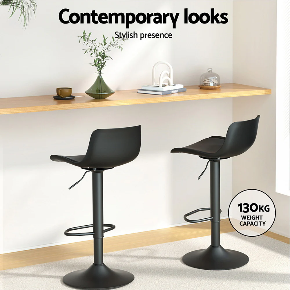 Set of 4 Aurora Gas Lift Bar Stools - Black - Image 4