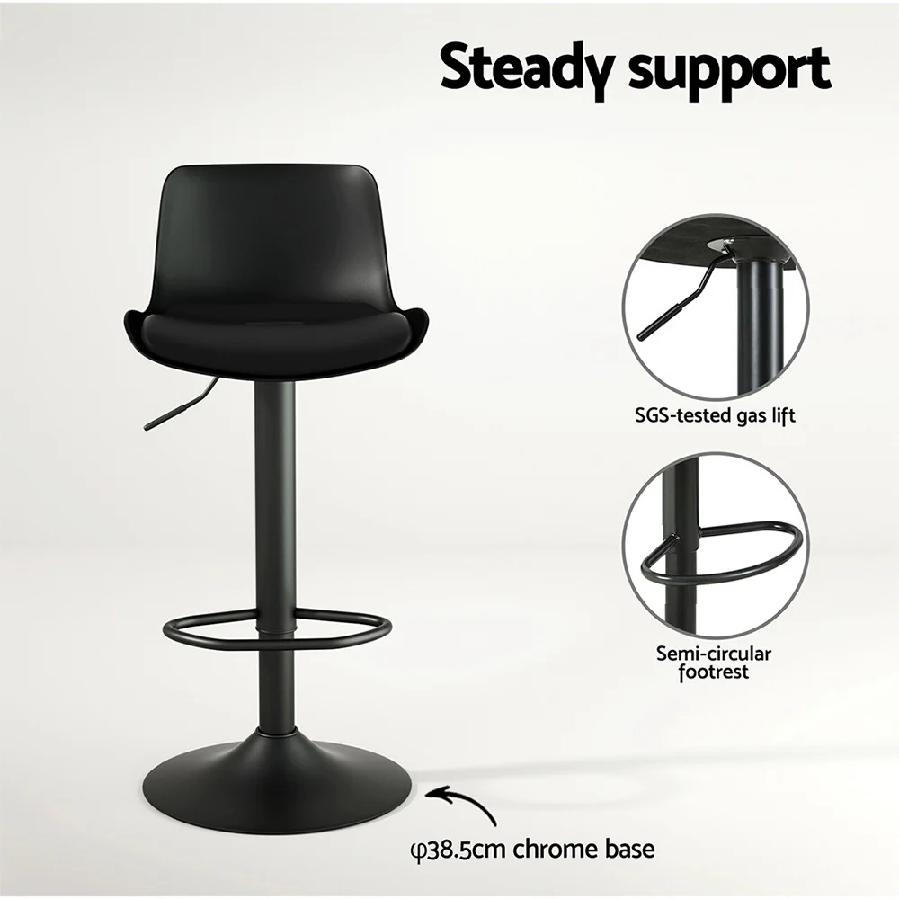 Set of 4 Aurora Gas Lift Bar Stools - Black - Image 5
