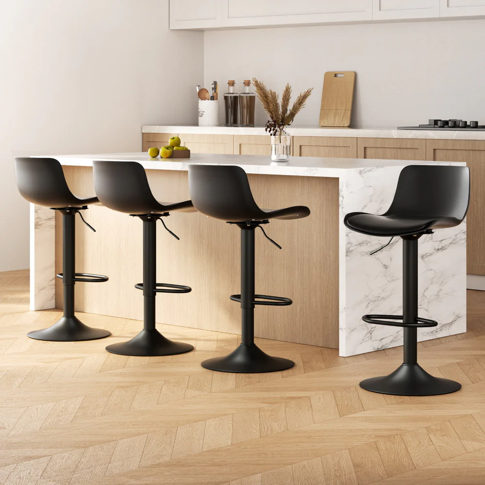 Set of 4 Aurora Gas Lift Bar Stools - Black - Image 7