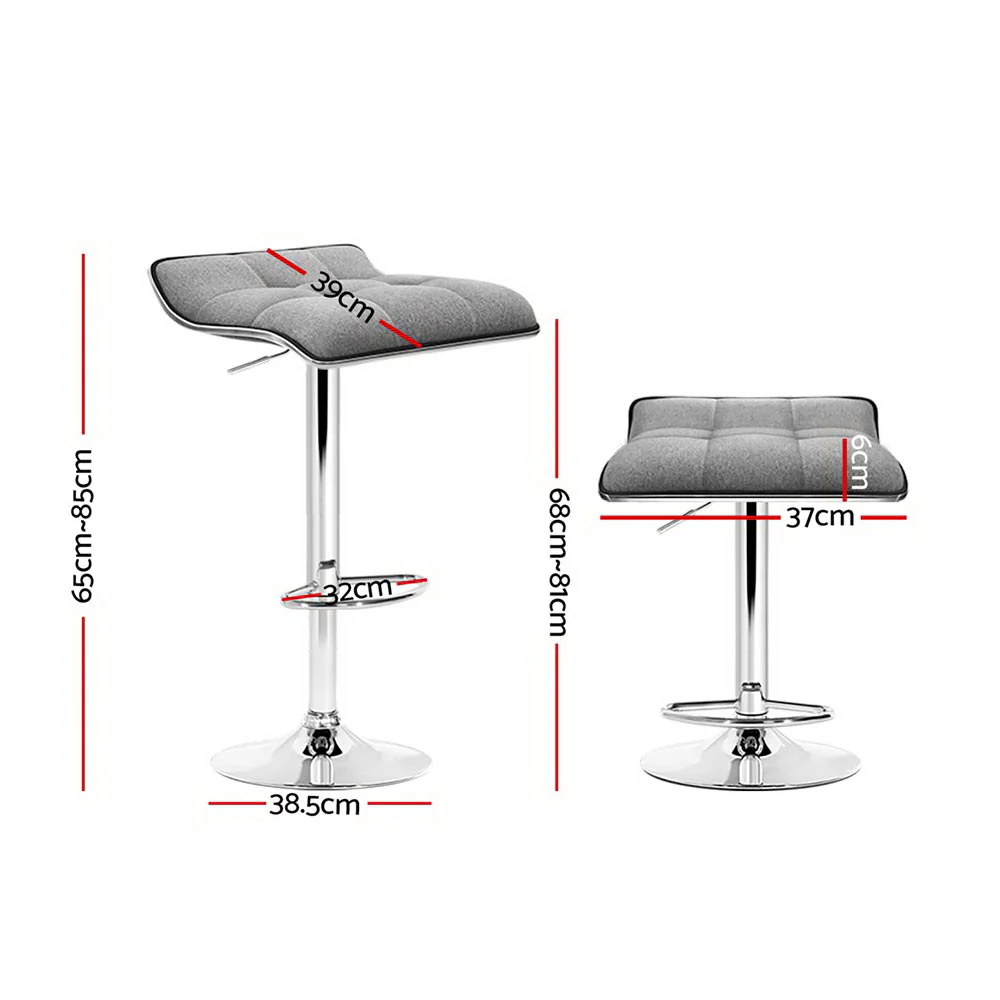 Set of 4 Avianna Swivel Bar Stools - Grey & Chrome - Image 2