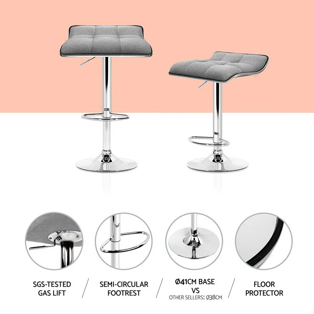 Set of 4 Avianna Swivel Bar Stools - Grey & Chrome - Image 4