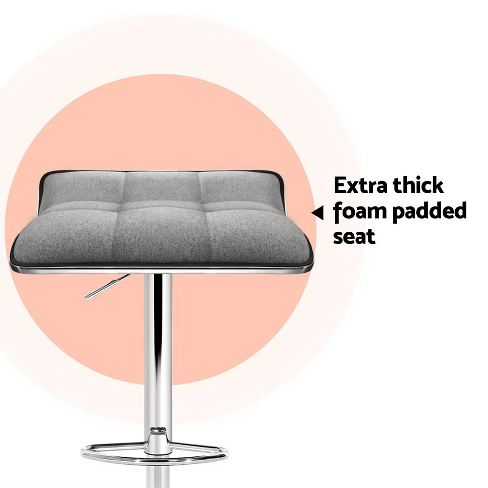 Set of 4 Avianna Swivel Bar Stools - Grey & Chrome - Image 5