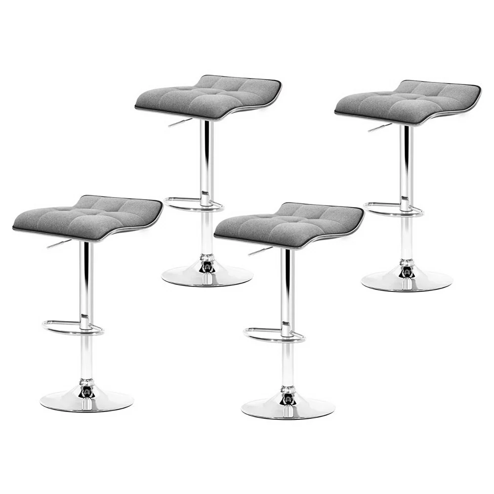 Set of 4 Avianna Swivel Bar Stools - Grey & Chrome - Image 7