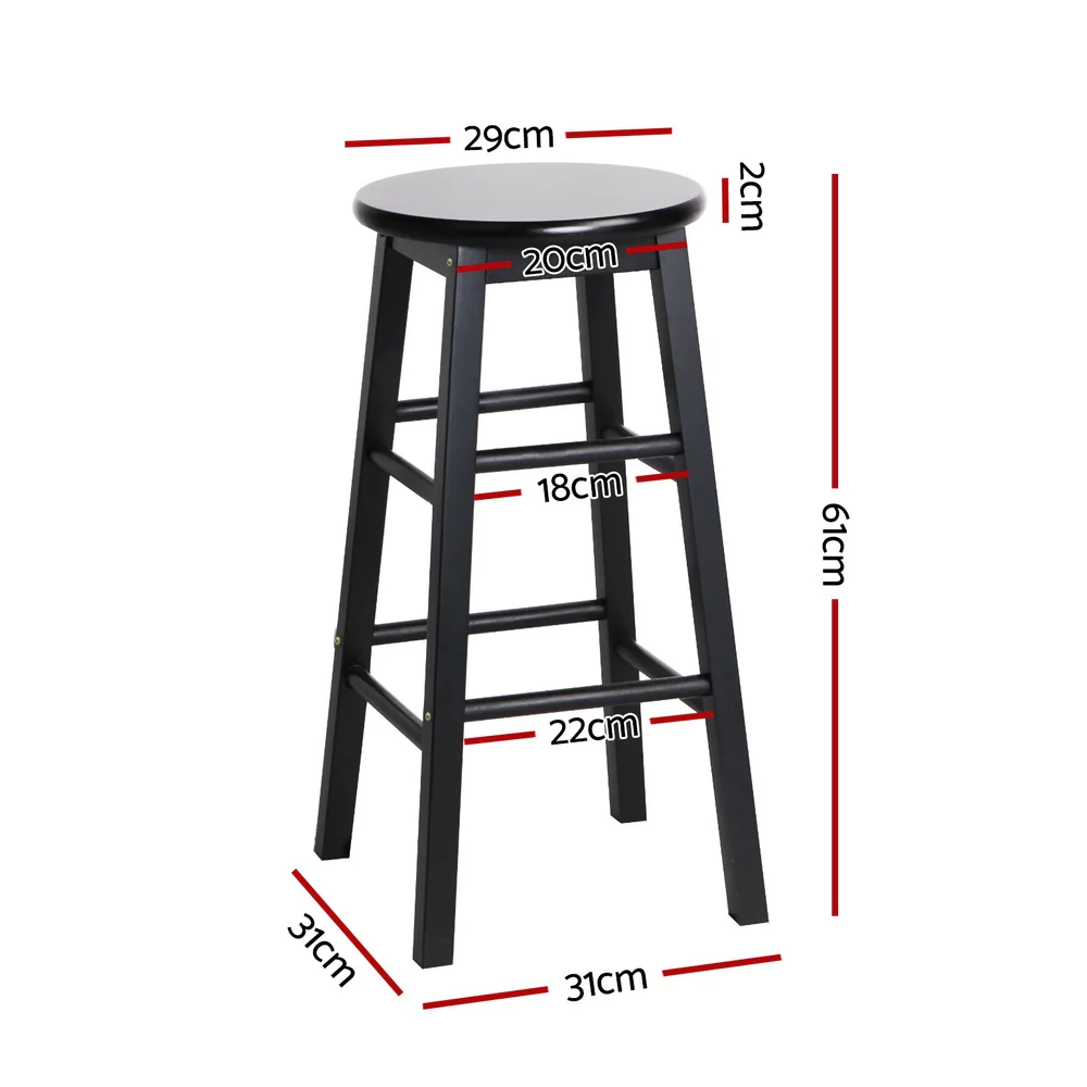 Set of 4 Callan Solid Wood Bar Stools - Black - Image 2