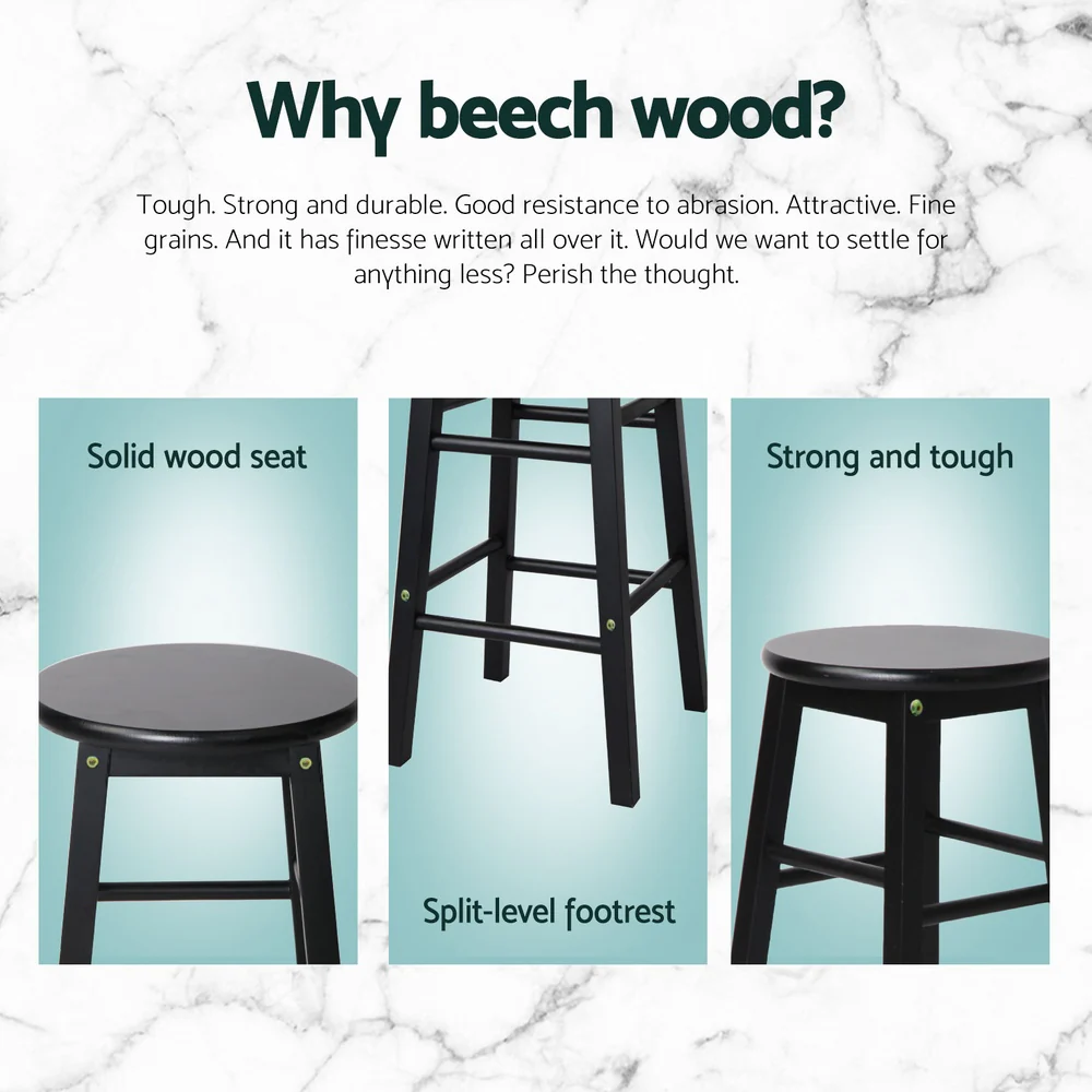 Set of 4 Callan Solid Wood Bar Stools - Black - Image 4