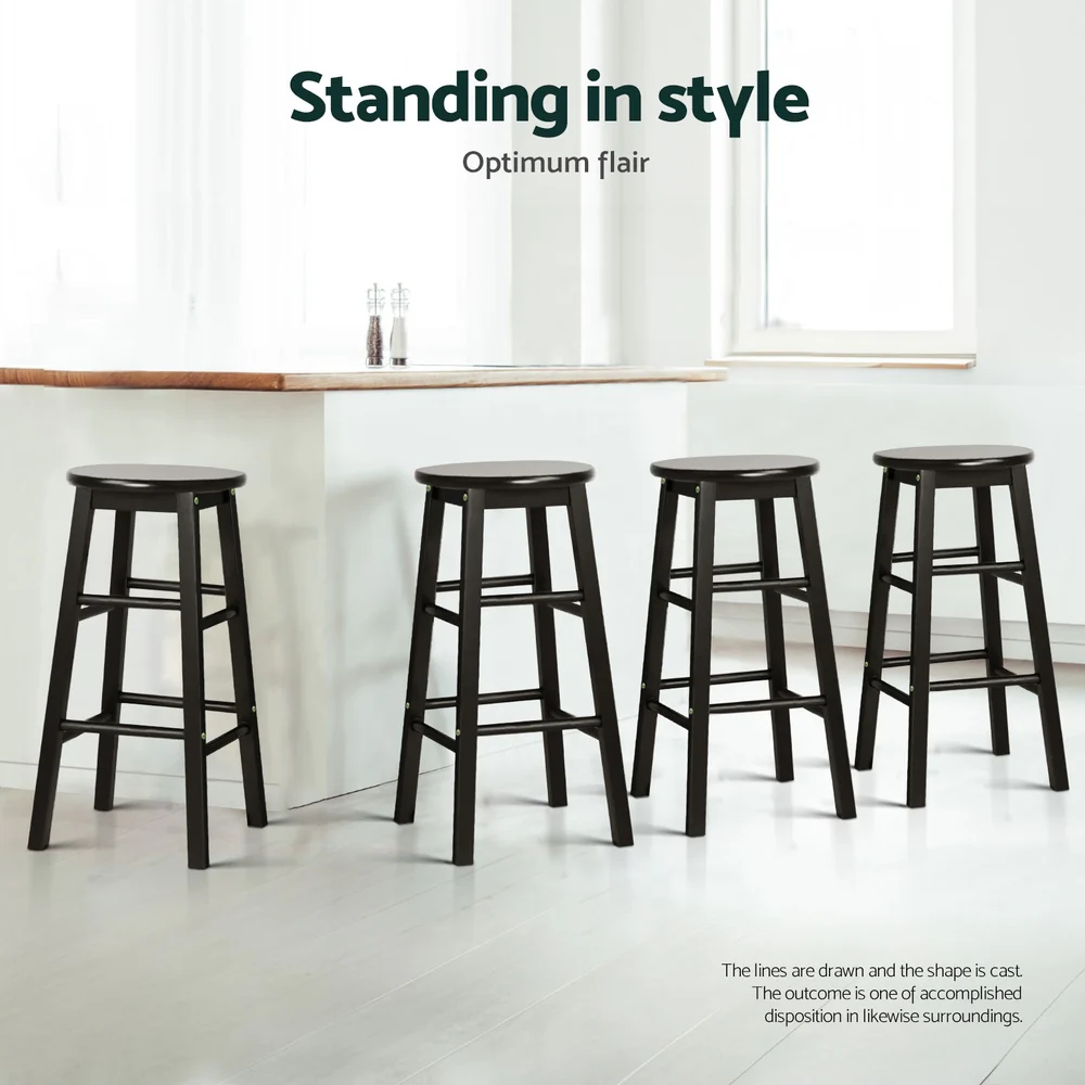 Set of 4 Callan Solid Wood Bar Stools - Black - Image 5