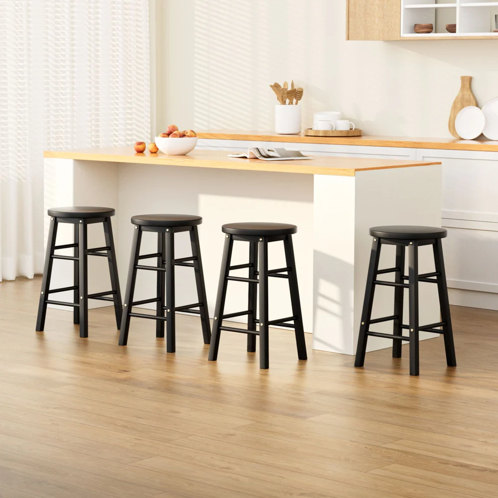 Set of 4 Callan Solid Wood Bar Stools - Black - Image 7