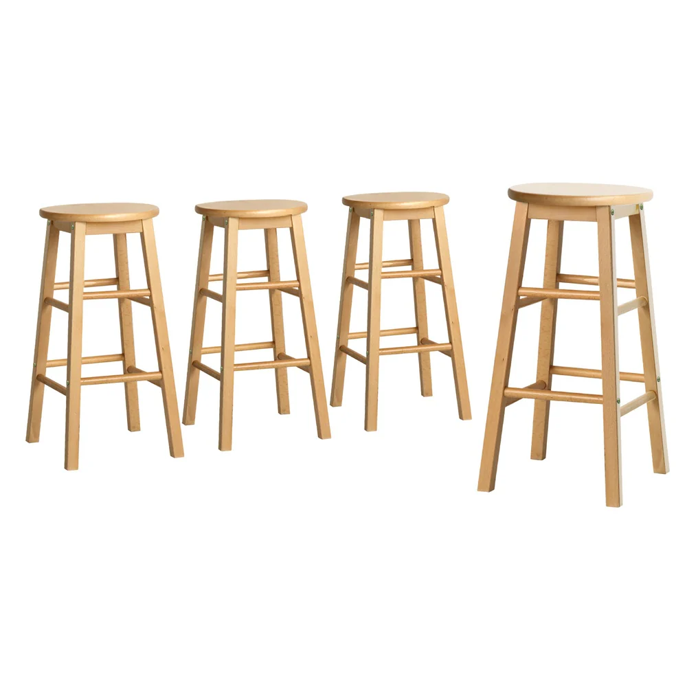Set of 4 Callan Solid Wood Bar Stools - Natural