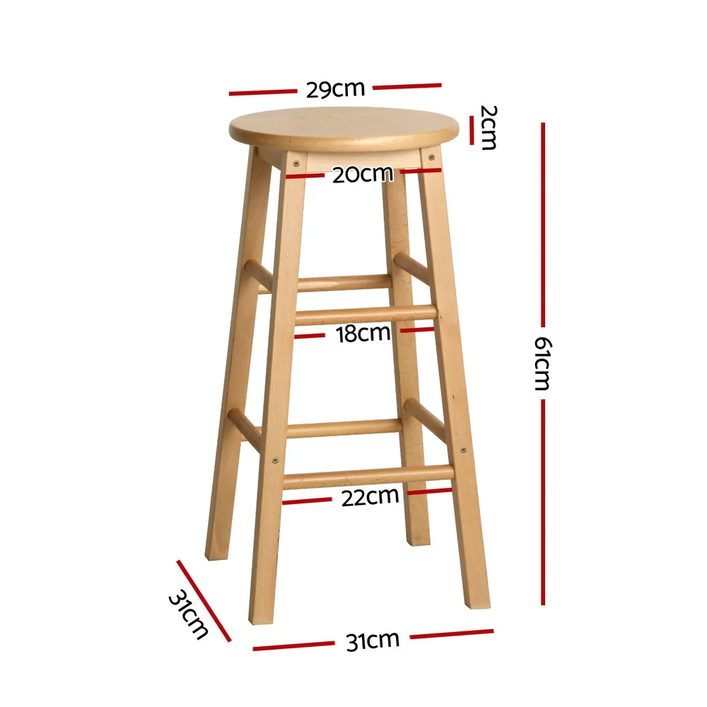 Set of 4 Callan Solid Wood Bar Stools - Natural - Image 2