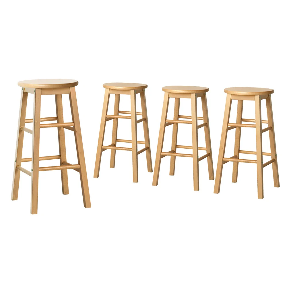 Set of 4 Callan Solid Wood Bar Stools - Natural - Image 3