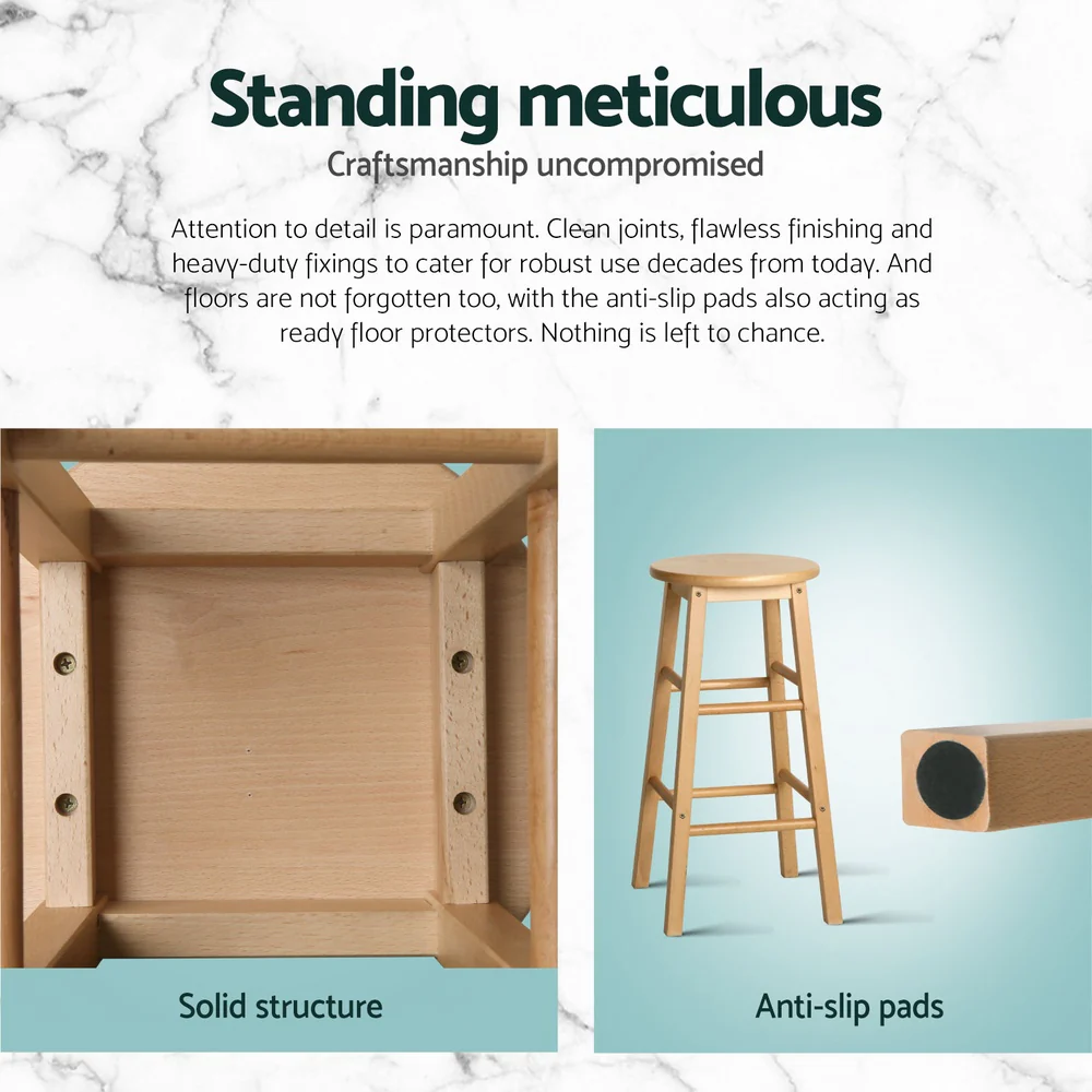 Set of 4 Callan Solid Wood Bar Stools - Natural - Image 6