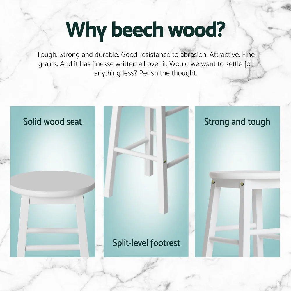 Set of 4 Callan Solid Wood Bar Stools - White - Image 4