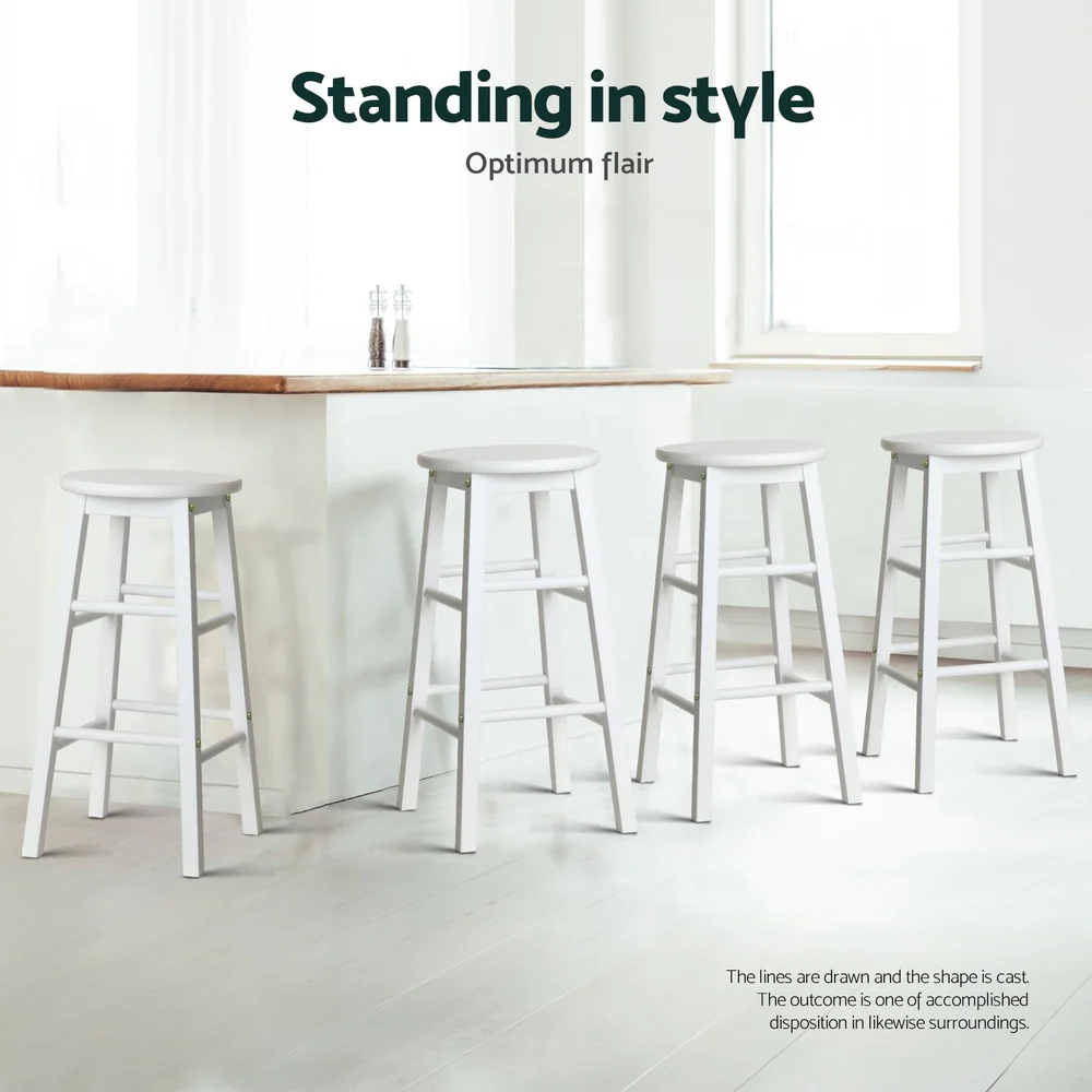 Set of 4 Callan Solid Wood Bar Stools - White - Image 5