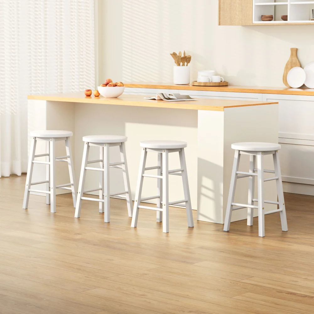 Set of 4 Callan Solid Wood Bar Stools - White - Image 7