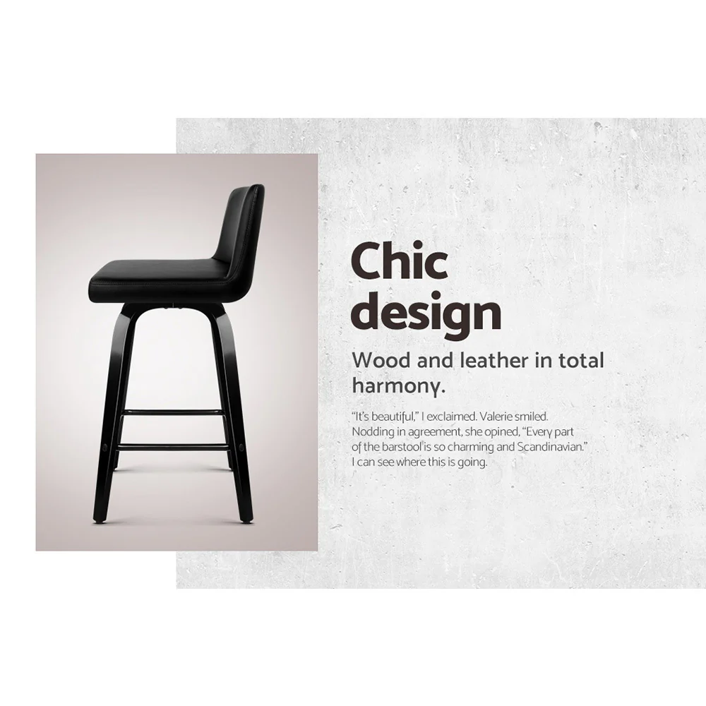 Set of 4 Carter Bentwood Bar Stools – Black - Image 4