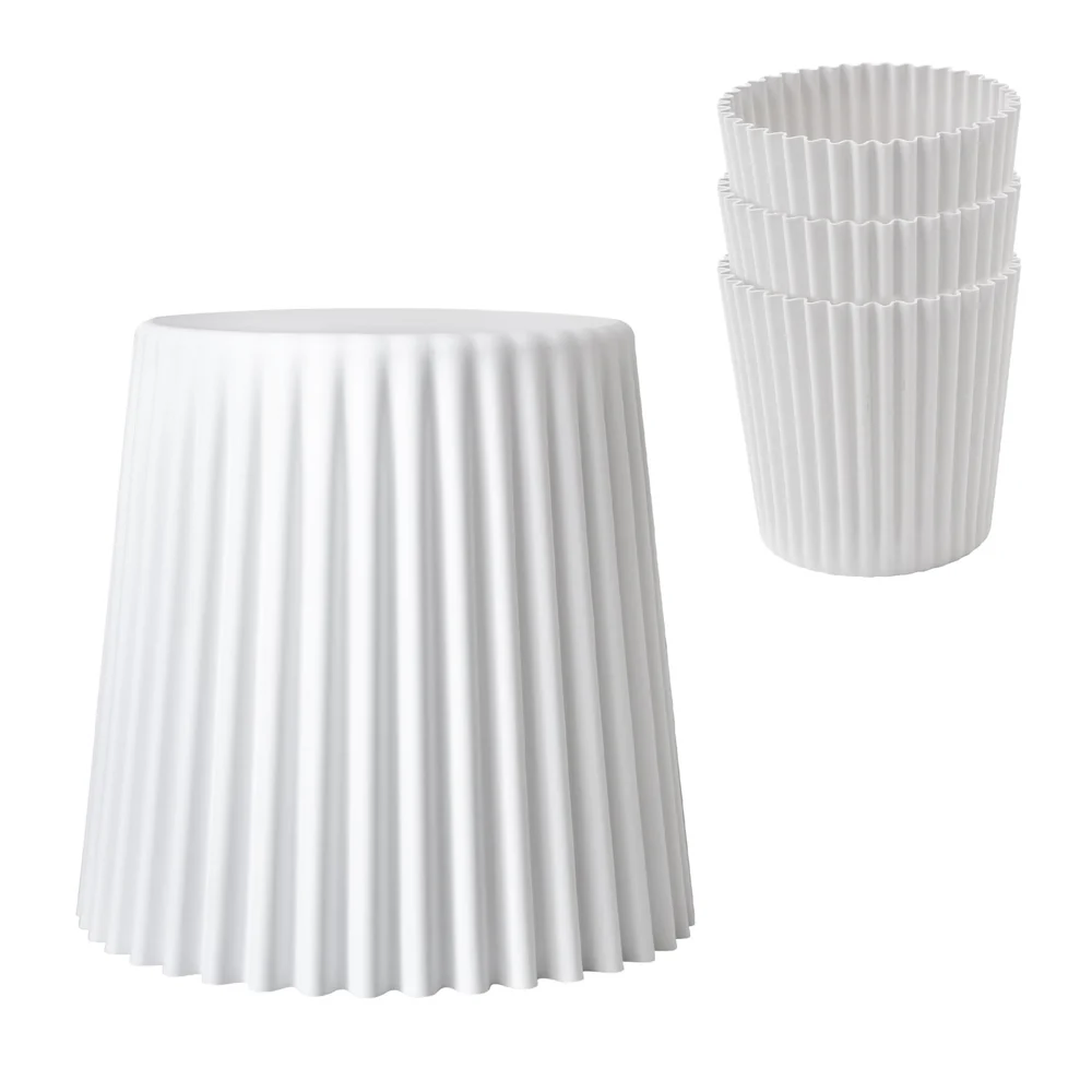 Set of 4 Cupcake Bar Stools Stackable Foot Stool White - Image 7