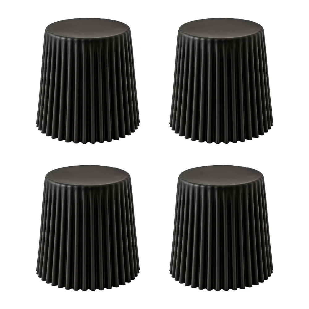 Set of 4 Cupcake Bar Stools Stackable Foot Stools Black - Image 5
