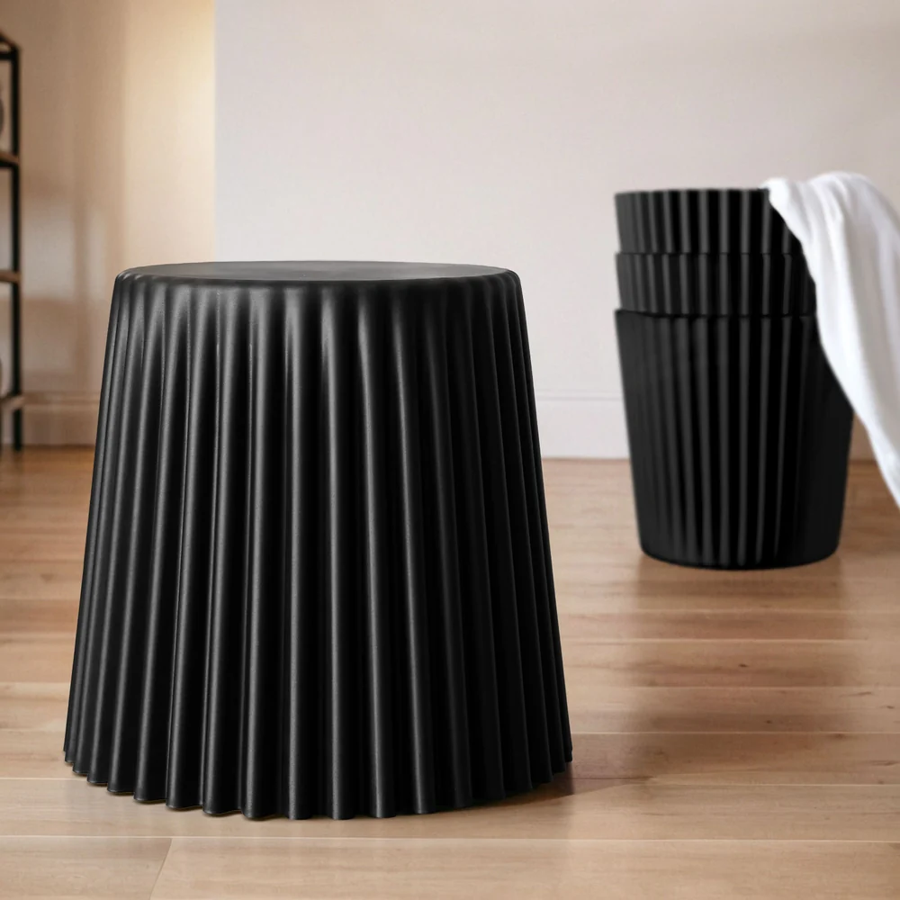 Set of 4 Cupcake Bar Stools Stackable Foot Stools Black - Image 7