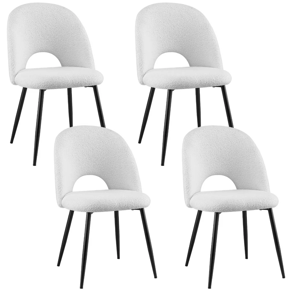 Set of 4 Dining Chair Boucle Sherpa