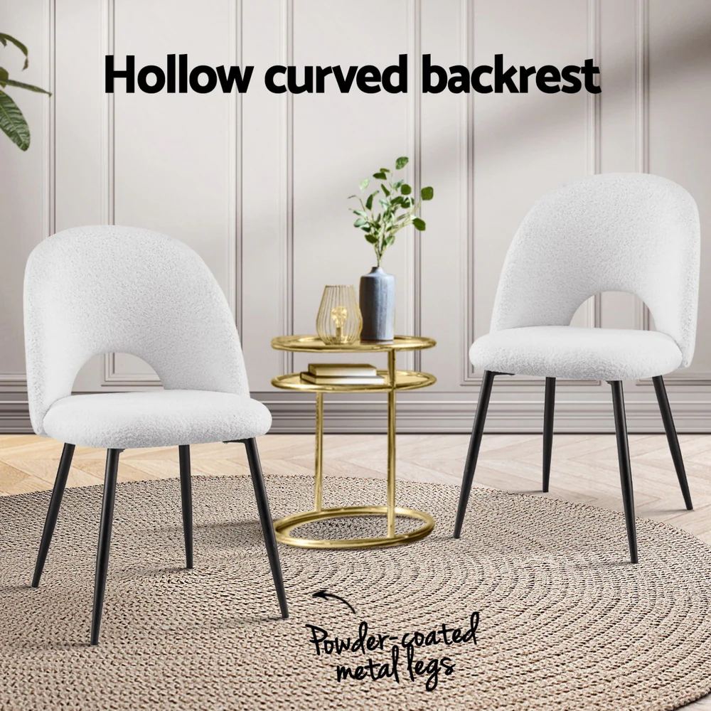 Set of 4 Dining Chair Boucle Sherpa - Image 4