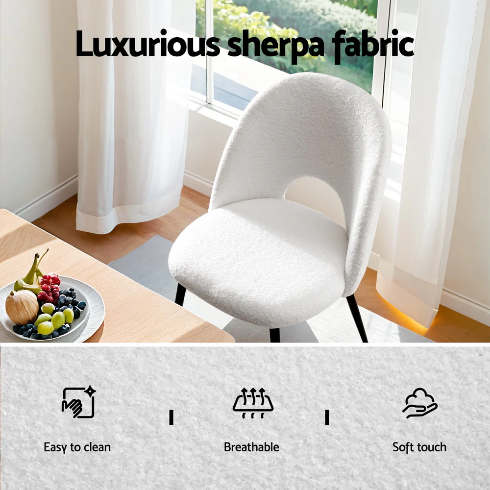 Set of 4 Dining Chair Boucle Sherpa - Image 5