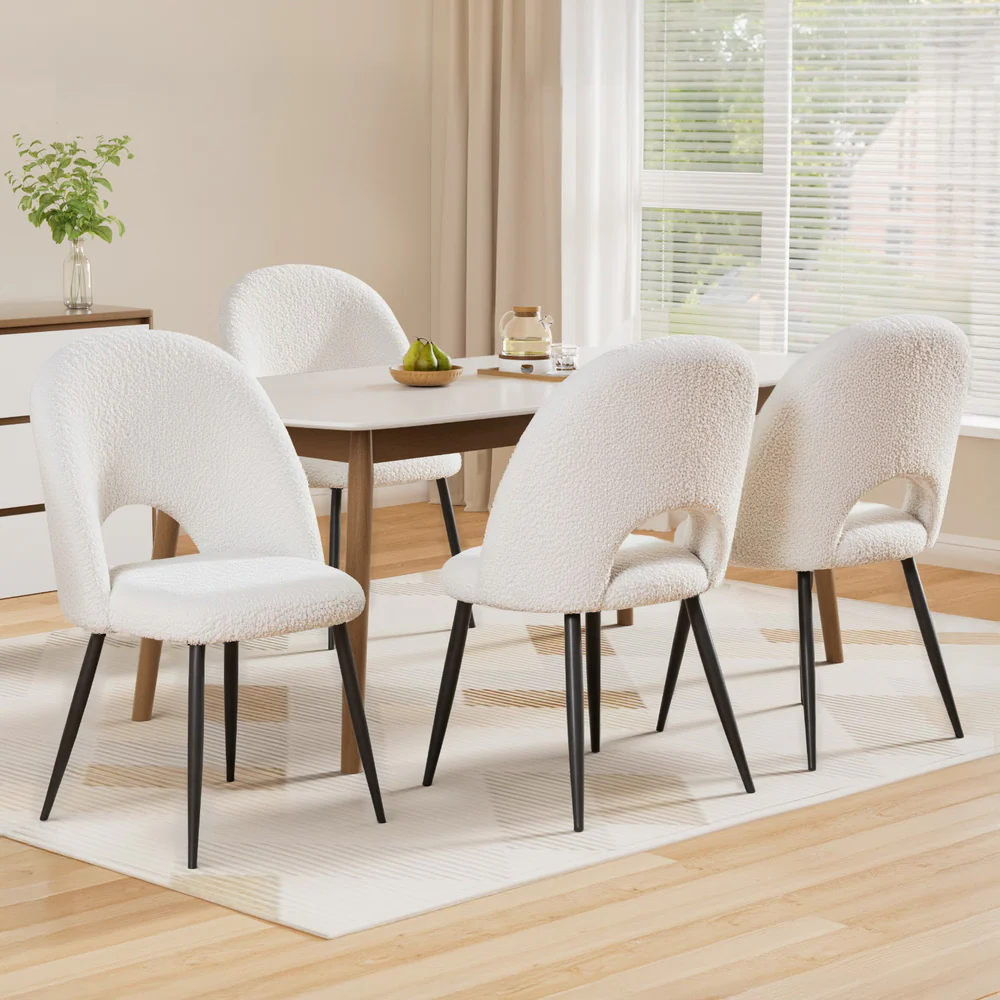 Set of 4 Dining Chair Boucle Sherpa - Image 7