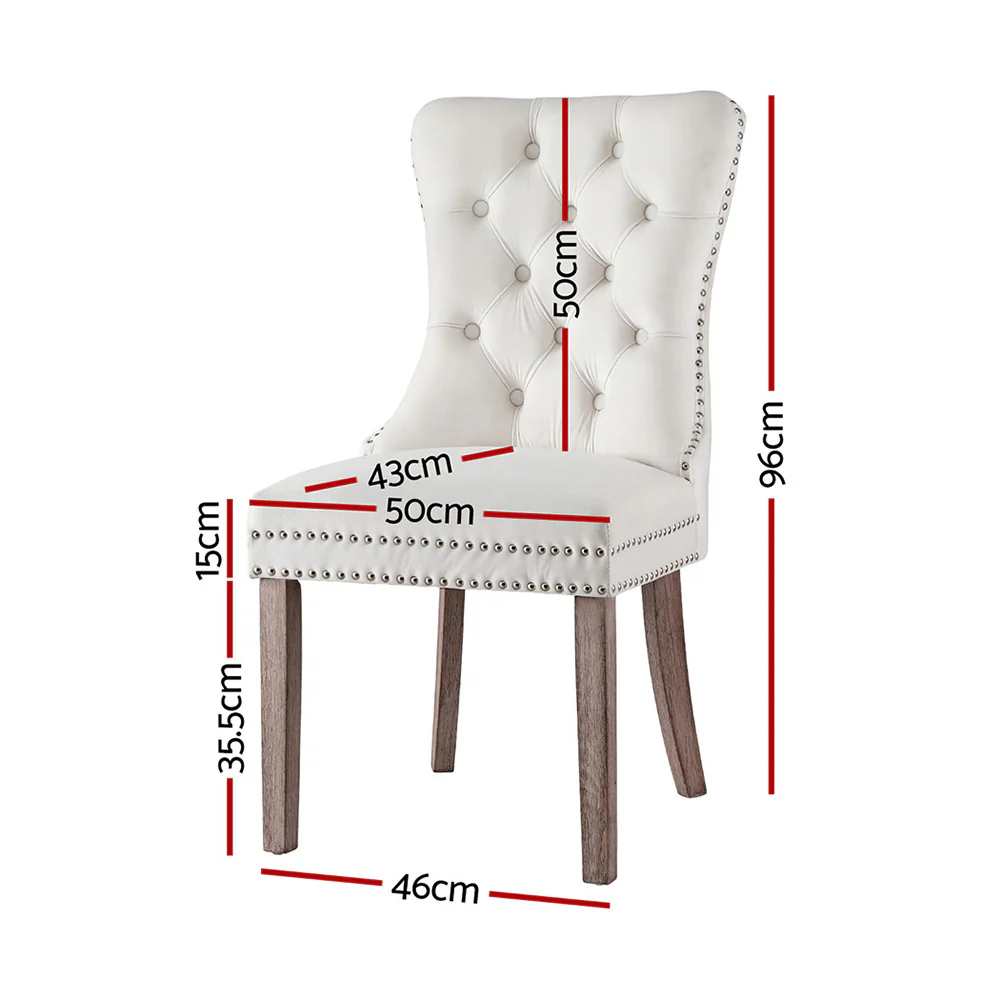 Set of 4 Dining Chairs Beige Velvet - Image 2