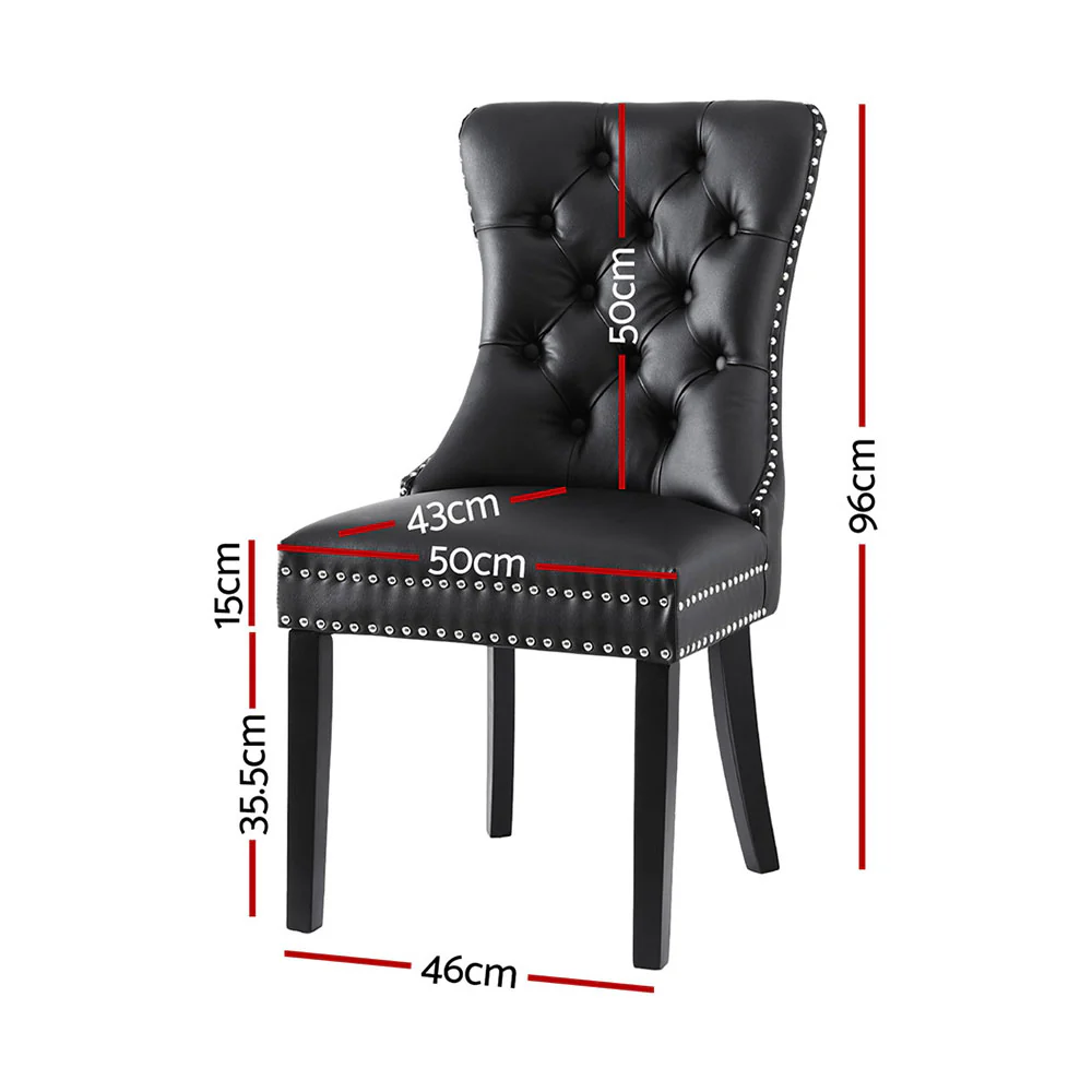 Set of 4 Dining Chairs Black Leather - Image 2