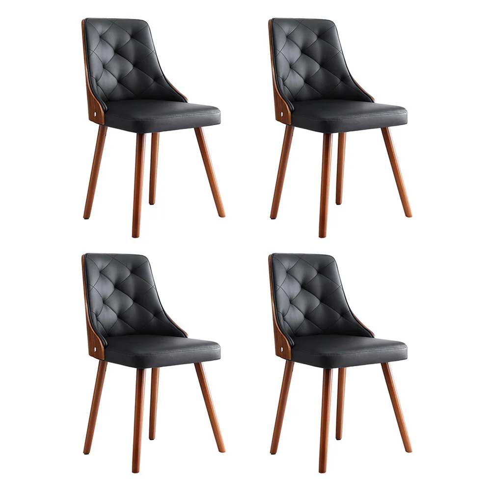 Set of 4 Dining Chairs Black PU