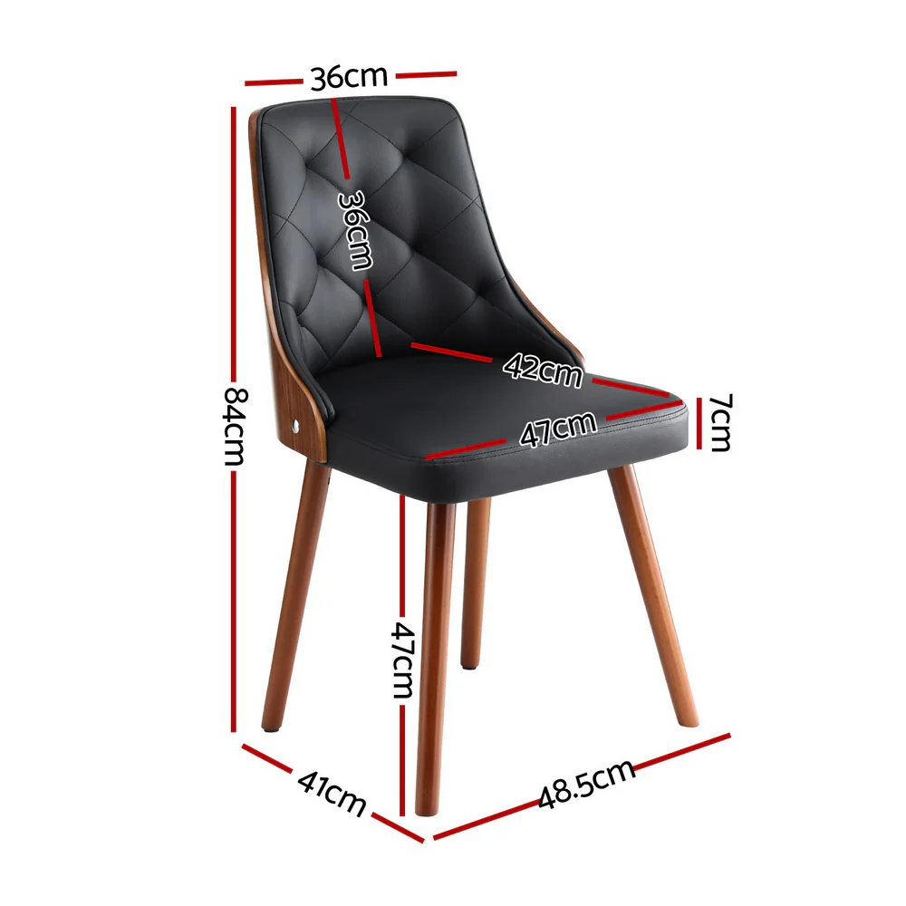 Set of 4 Dining Chairs Black PU - Image 2