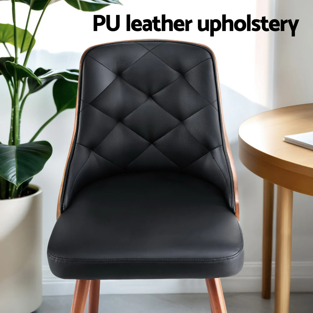 Set of 4 Dining Chairs Black PU - Image 5