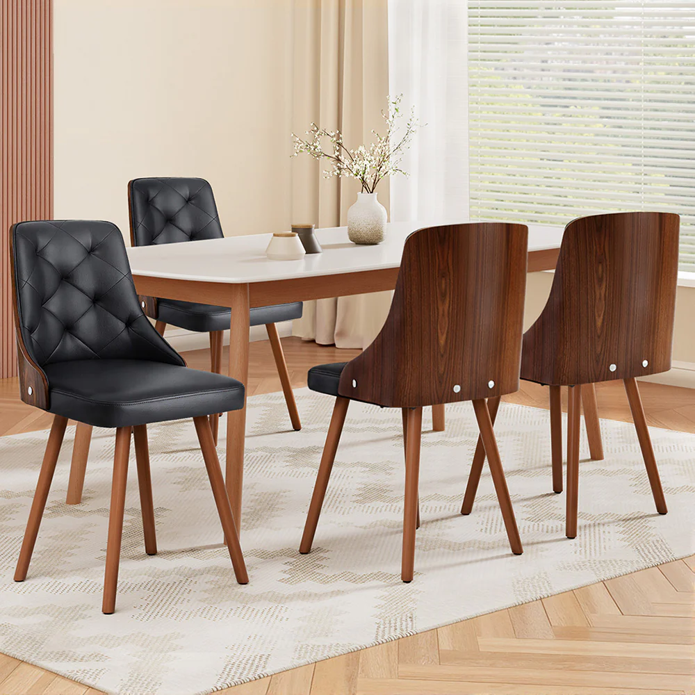Set of 4 Dining Chairs Black PU - Image 7