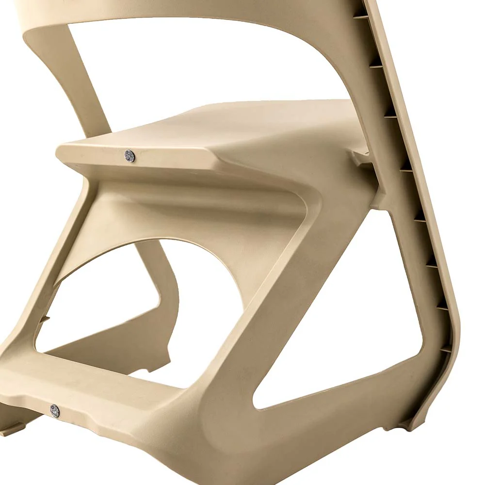 Set of 4 Dining Chairs Office Cafe Lounge Seat Stackable Plastic Leisure Chairs Beige - Image 4