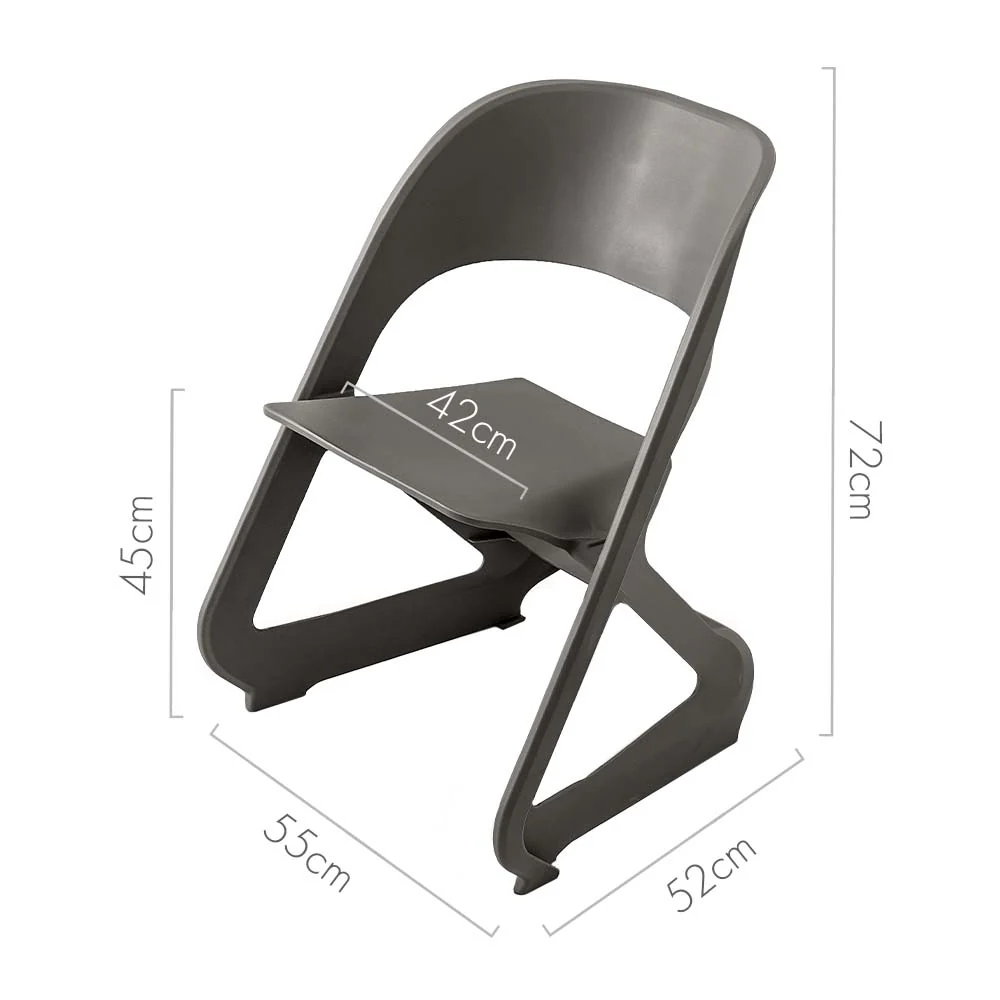 Set of 4 Dining Chairs Office Cafe Lounge Seat Stackable Plastic Leisure Chairs Grey - Image 2