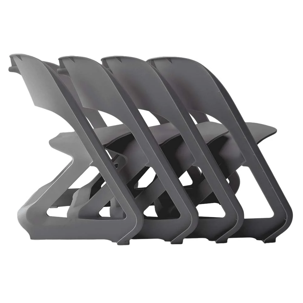 Set of 4 Dining Chairs Office Cafe Lounge Seat Stackable Plastic Leisure Chairs Grey - Image 3