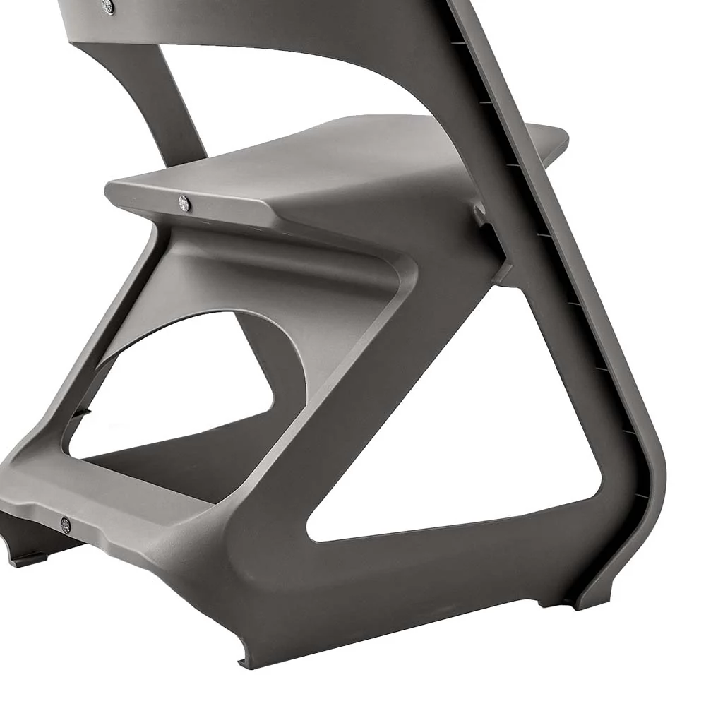 Set of 4 Dining Chairs Office Cafe Lounge Seat Stackable Plastic Leisure Chairs Grey - Image 4