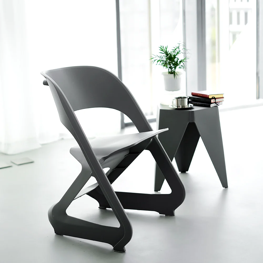 Set of 4 Dining Chairs Office Cafe Lounge Seat Stackable Plastic Leisure Chairs Grey - Image 6