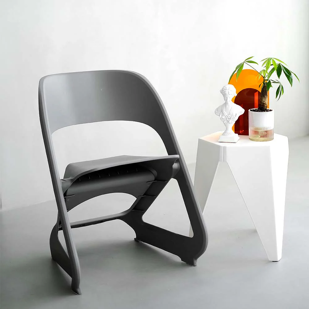 Set of 4 Dining Chairs Office Cafe Lounge Seat Stackable Plastic Leisure Chairs Grey - Image 8