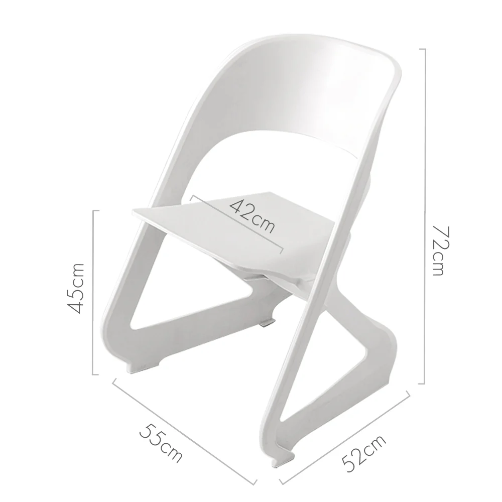 Set of 4 Dining Chairs Office Cafe Lounge Seat Stackable Plastic Leisure Chairs White - Image 2