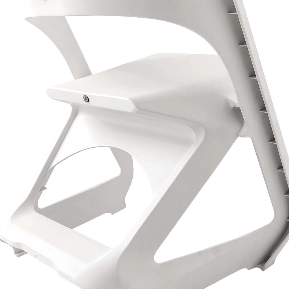 Set of 4 Dining Chairs Office Cafe Lounge Seat Stackable Plastic Leisure Chairs White - Image 4