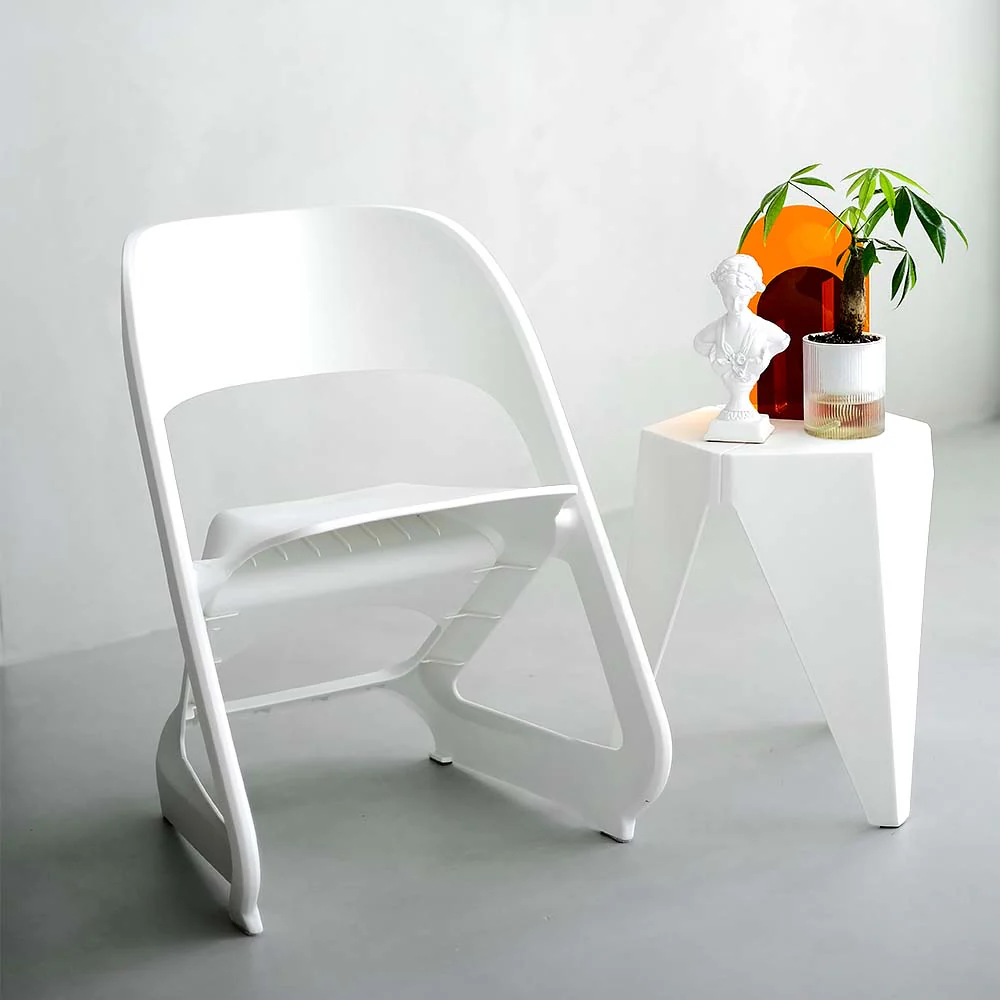 Set of 4 Dining Chairs Office Cafe Lounge Seat Stackable Plastic Leisure Chairs White - Image 8